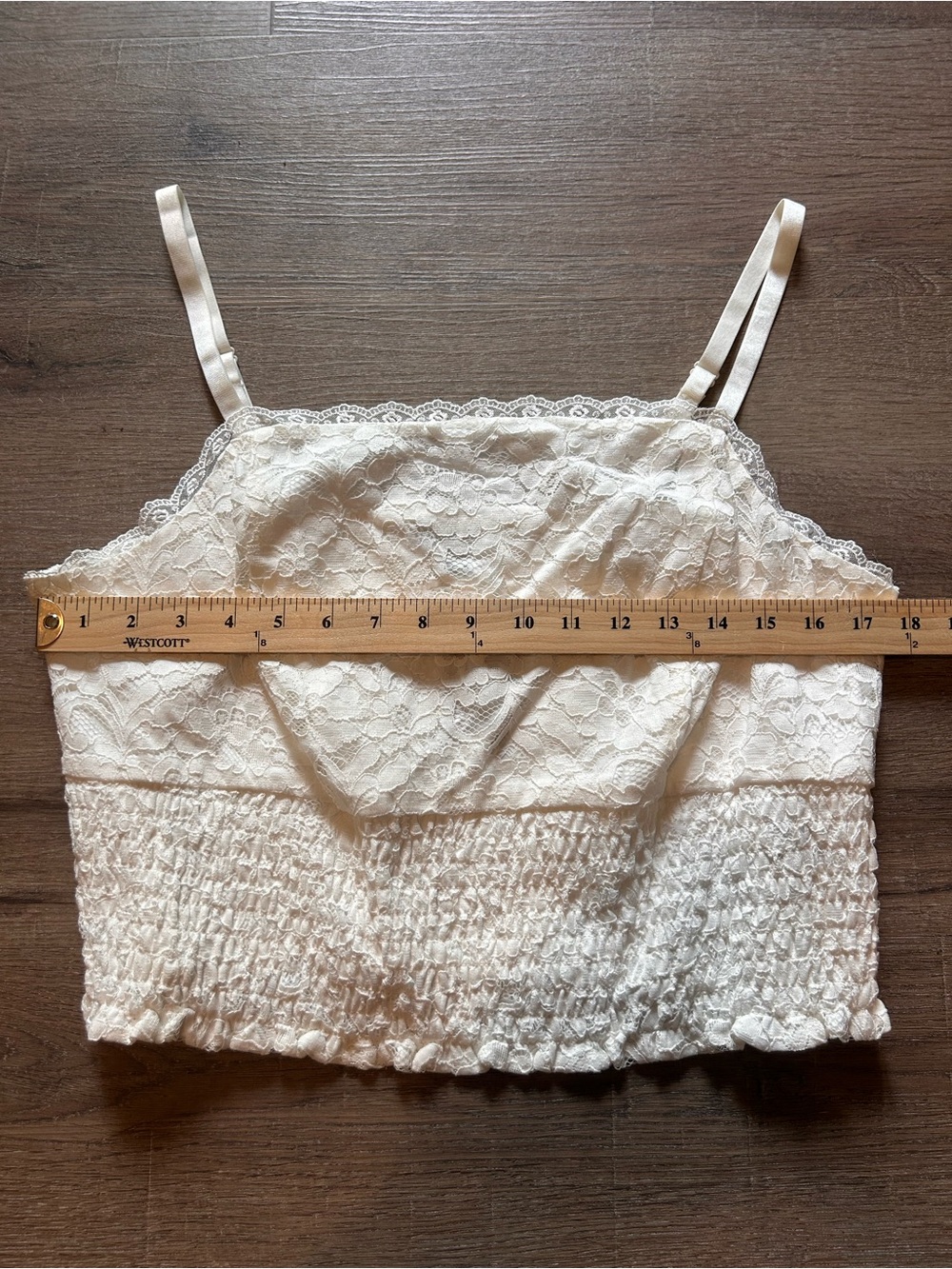 Torrid Corset Top Womens Plus 1X Ivory Floral Lace Smocked Bustier Garters - Picture 3 of 7
